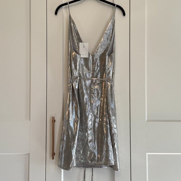 ASOS White Metallic Strappy Belted Mini Dress • NWT - Picture 3 of 3